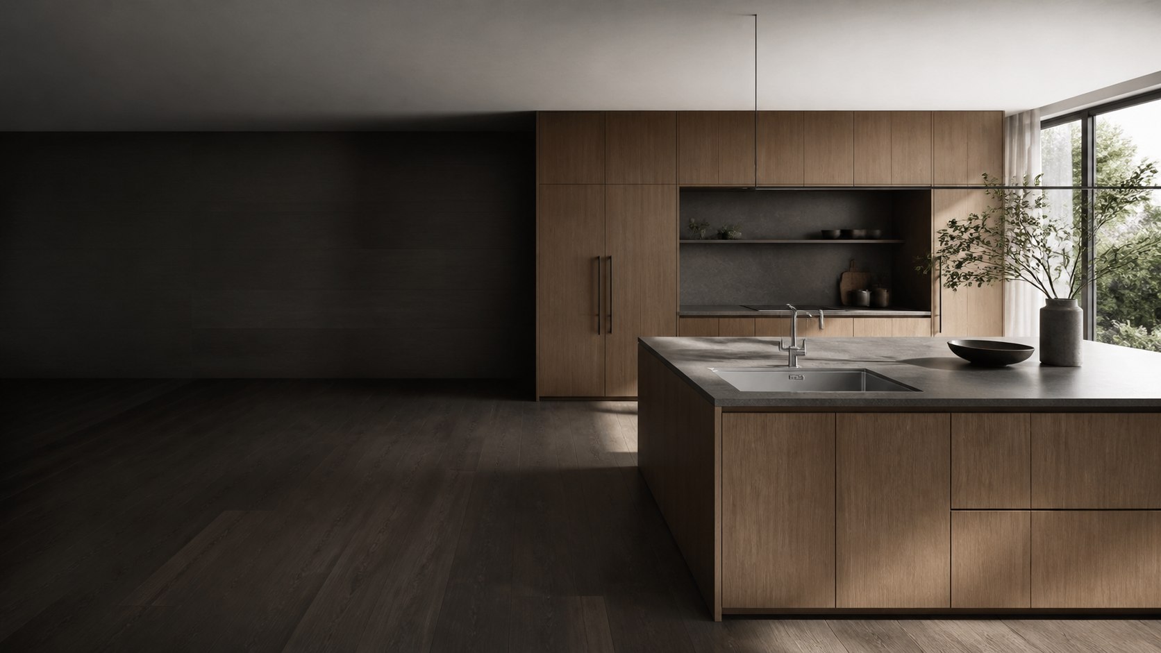 Contemporary kitchen featuring an Ovid stainless steel sink