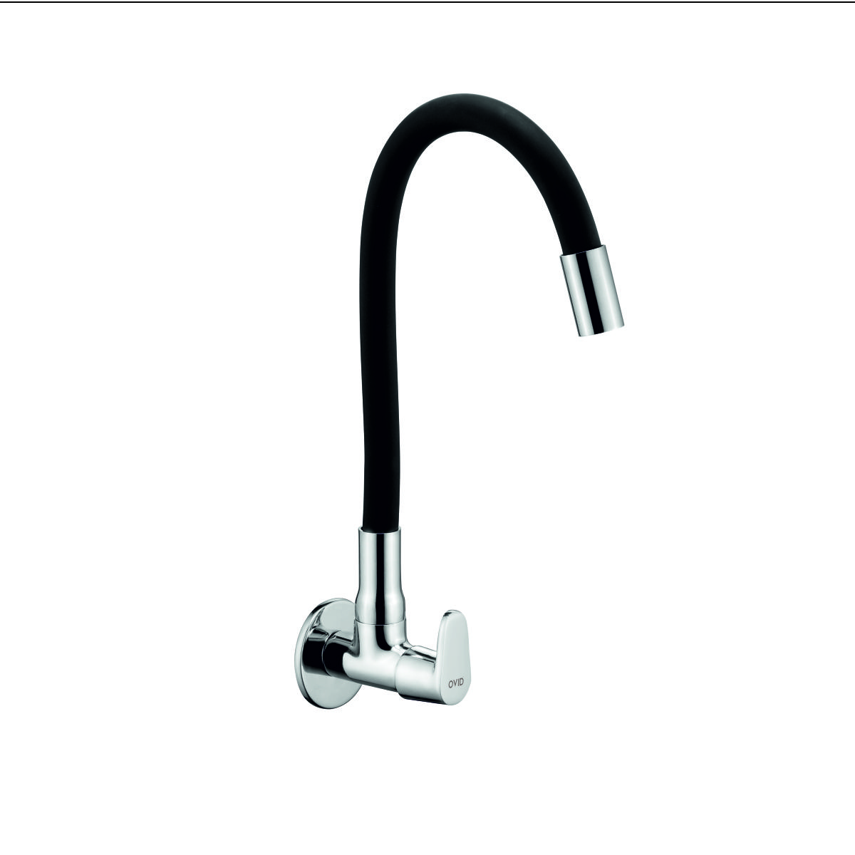 Sink Cock with Flexible Swivel Spout and Wall Flange
